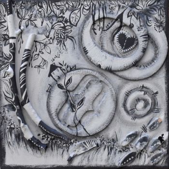 Κολάζ με τίτλο "Cosmos I" από Elisabeth Tiffon (Eli TIFFON CUENCA), Αυθεντικά έργα τέχνης, Ακρυλικό