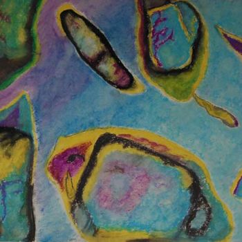 Painting titled "Cellules libres (Co…" by Elitrompe, Original Artwork, Pastel Mounted on Glass