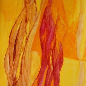 Peinture intitulée "Orange Scalpel" par Elitrompe, Œuvre d'art originale, Gouache