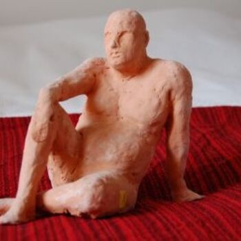 "Homme assis" başlıklı Heykel Elitrompe tarafından, Orijinal sanat, Terracotta