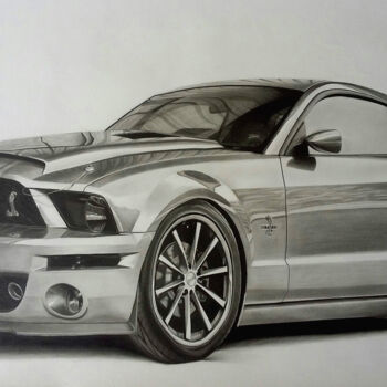 Dessin intitulée "Mustang GT" par Eliuson Silva, Œuvre d'art originale, Crayon