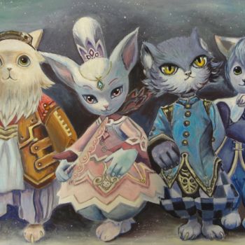 Pintura intitulada "Королева кошек, кот…" por Tishchenko Marina, Obras de arte originais, Acrílico