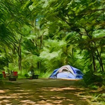 Fotografia intitolato "Happy Campers Mirro…" da Elizabeth Austin, Opera d'arte originale, Fotografia manipolata