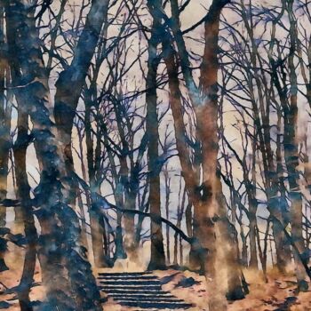 "Stairs in the Woods…" başlıklı Fotoğraf Elizabeth Austin tarafından, Orijinal sanat, Fotoşoplu fotoğrafçılık