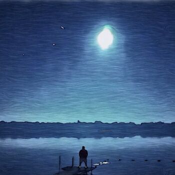 Fotografia intitolato "Night Fishing Grisw…" da Elizabeth Austin, Opera d'arte originale, Fotografia manipolata