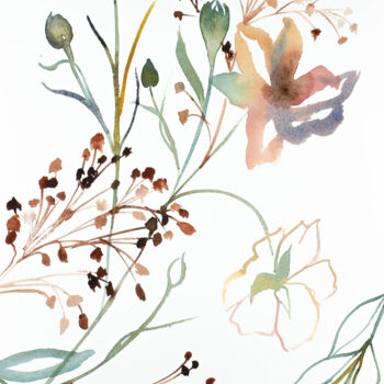 Peinture intitulée "Floral No. 3" par Elizabeth Becker, Œuvre d'art originale, Aquarelle