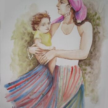 Pintura titulada "Madre gitana" por Elizabeth Eichhorn, Obra de arte original, Oleo