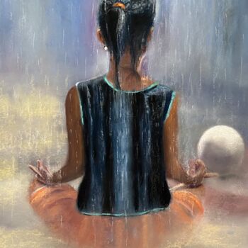Картина под названием "MEDITATION SOUS LA…" - Elizabeth Estienne, Подлинное произведение искусства, Пастель