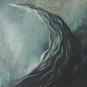 Картина под названием "Moon split in two" - Elizabeth Hefty-Khoury, Подлинное произведение искусства, Масло Установлен на Де…