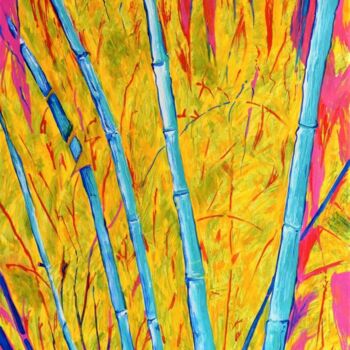 Malerei mit dem Titel "Bamboo Parallel" von Elizabeth Sadler, Original-Kunstwerk, Öl Auf Andere starre Platte montiert