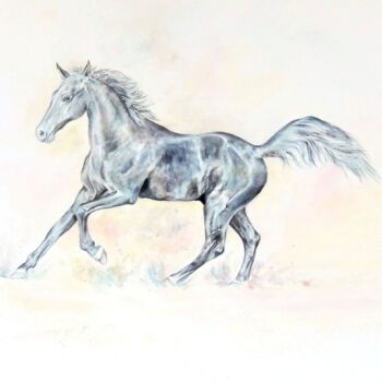 Картина под названием "Prancing Horse" - Elizabeth Sadler, Подлинное произведение искусства, Акварель