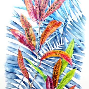 Malerei mit dem Titel "Tropical Colours" von Elizabeth Sadler, Original-Kunstwerk, Aquarell