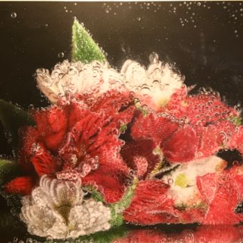 Schilderij getiteld "Красные и белые цве…" door Elizaveta Vershinina, Origineel Kunstwerk, Airbrush Gemonteerd op Frame voor…