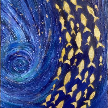 Картина под названием "Абстракция синие зо…" - Елизавета Вершинина, Подлинное произведение искусства, Акрил Установлен на Де…