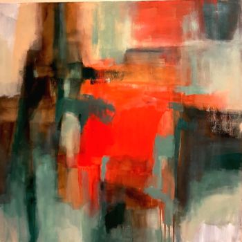 Painting titled "Rouge Vif" by Elizabeth Wescher, Original Artwork, Acrylic Mounted on Wood Panel