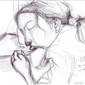 Dibujo titulada "Sueño de Myriam" por Elizabeth López Avilés, Obra de arte original