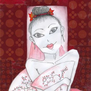Dibujo titulada "Roja pureza" por Elizabeth López Avilés, Obra de arte original