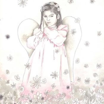 Drawing titled "¿Angel?" by Elizabeth López Avilés, Original Artwork