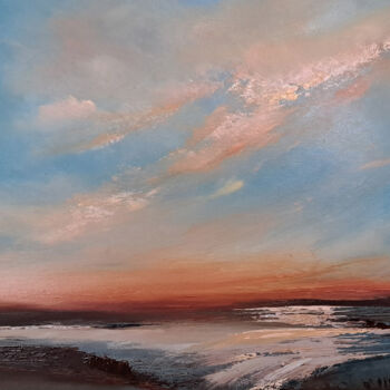 Painting titled "MARMALADE SKIES" by Elizabeth Williams, Original Artwork, Oil Mounted on Wood Stretcher frame