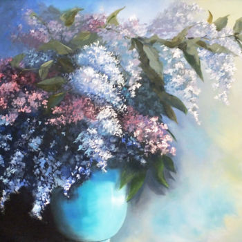 Painting titled "Lilacs of Andalucia" by Elizabeth Williams, Original Artwork, Oil