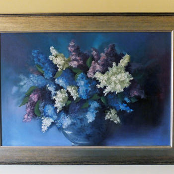 Peinture intitulée "Lilacs in Flowered…" par Elizabeth Williams, Œuvre d'art originale, Huile