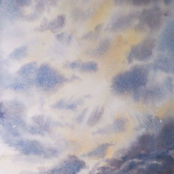 Pittura intitolato "Тучи расходятся" da Elizaveta Zaytseva, Opera d'arte originale, Acquarello