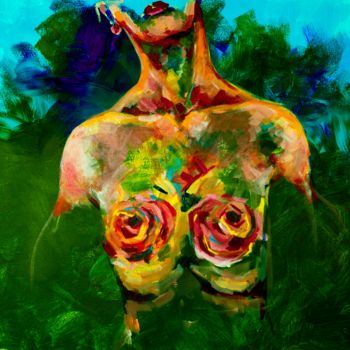 Peinture intitulée "Colored Roses" par Manana Elizarashvili, Œuvre d'art originale, Acrylique