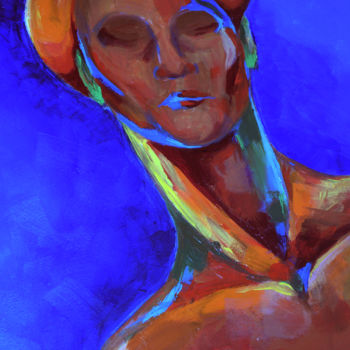 Painting titled "blue woman" by Manana Elizarashvili, Original Artwork, Acrylic