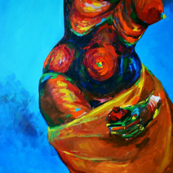 Painting titled "Woman in larval" by Manana Elizarashvili, Original Artwork, Acrylic