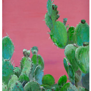 Painting titled "“Glamorous cactus”" by Elizaveta Kazakova, Original Artwork, Oil