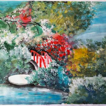 Malerei mit dem Titel "Jardin au Japon│Pon…" von Elizaveta Pastushchak, Original-Kunstwerk, Acryl