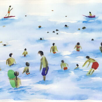 Painting titled "Sports nautiques│ F…" by Elizaveta Pastushchak, Original Artwork, Watercolor