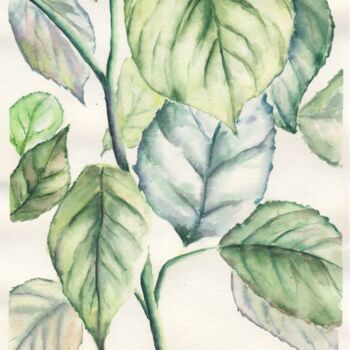 Ζωγραφική με τίτλο "Green Life #5" από Elizaveta Pastushchak, Αυθεντικά έργα τέχνης, Ακουαρέλα