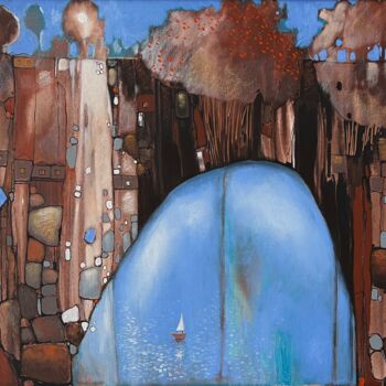 제목이 "Lake Ladoga, abstra…"인 미술작품 Елизавета Пугачева로, 원작, 기름 기타 단단한 패널에 장착됨