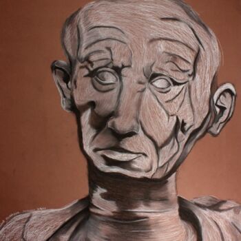 Drawing titled "Old Man" by Elke Matthaeus, Original Artwork, Chalk