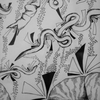 Рисунок под названием "Doodle" - Elke Matthaeus, Подлинное произведение искусства, Шариковая ручка