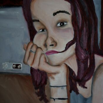 Painting titled "Self-portrait" by Elke Matthaeus, Original Artwork, Oil