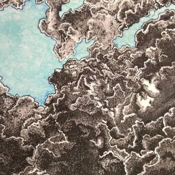 Dessin intitulée "Gewitterwolken" par Elke Matthaeus, Œuvre d'art originale, Stylo à bille