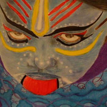 Painting titled "Painted Face" by Elke Matthaeus, Original Artwork, Acrylic