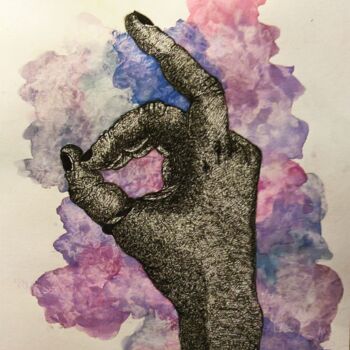 绘画 标题为“Hand Shadows” 由Elke Matthaeus, 原创艺术品, 墨