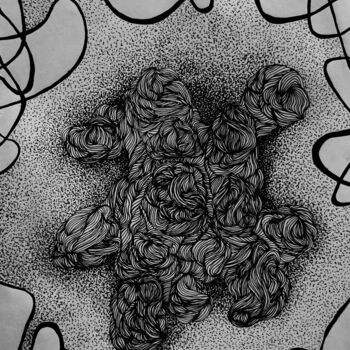 Malarstwo zatytułowany „Clew of Yarn” autorstwa Elke Matthaeus, Oryginalna praca, Atrament