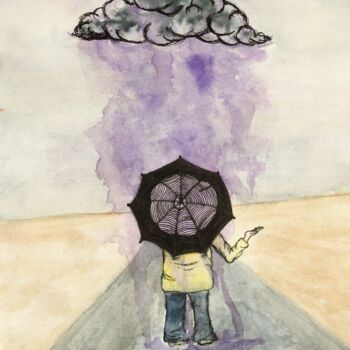 Ζωγραφική με τίτλο "Surprise Weather" από Elke Matthaeus, Αυθεντικά έργα τέχνης, Ακουαρέλα