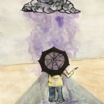 Painting titled "Surprise Weather" by Elke Matthaeus, Original Artwork, Watercolor