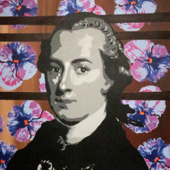 Painting titled "Kant with Flowers" by Elke Thiébaut, Original Artwork, Acrylic