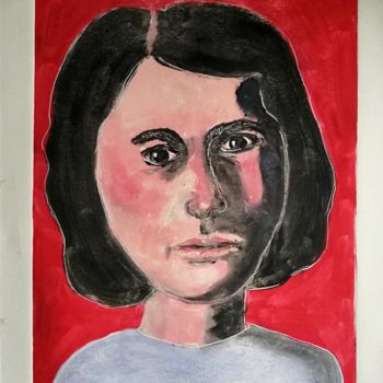 Printmaking titled "Sans Titre Portrait…" by Elke Thiébaut, Original Artwork, Monotype