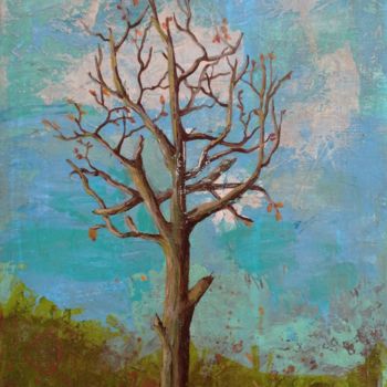 Painting titled "Arbre" by Elke Thiébaut, Original Artwork, Acrylic Mounted on Wood Stretcher frame