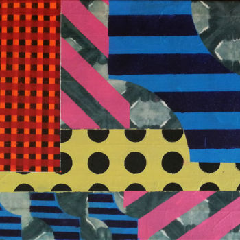 Malarstwo zatytułowany „Dots and Stripes” autorstwa Elke Thiébaut, Oryginalna praca, Akryl