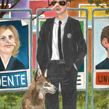 Schilderij getiteld "Le Candidat" door Elke Thiébaut, Origineel Kunstwerk, Olie