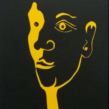 Gravures & estampes intitulée "Le Masque" par Elke Thiébaut, Œuvre d'art originale, Linogravures