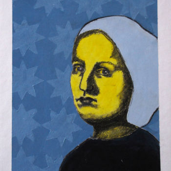 Pittura intitolato "Femme à la Coiffe" da Elke Thiébaut, Opera d'arte originale, Acrilico